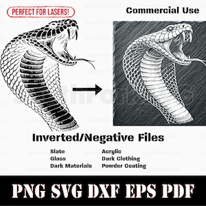 Omgekeerde sissende Cobra Snake Head svg png dxf eps pdf vectorafbeelding knippen print laser graveren etsen instant download commercieel gebruik