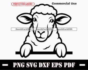Peeking Sheep svg png dxf eps pdf | vector graphic design cut print stencil laser engrave cnc dye sub files commercial use instant download