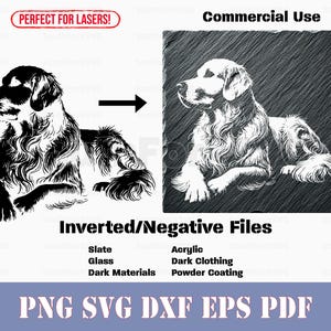 Golden Retriever inversé Design svg png dxf eps pdf | Impression découpée au laser, gravure laser, téléchargement numérique instantané, utilisation commerciale