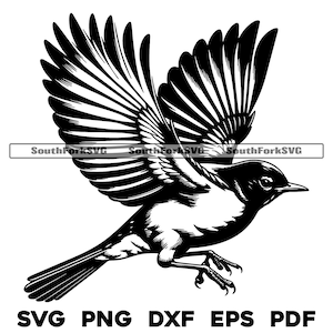 Fliegen American Robin Vogel Design | svg png dxf eps pdf | Vektorgrafik Datei Laser Clip Art schneiden | sofortiger digitaler Download kommerzielle Nutzung