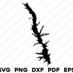 Toledo Bend Reservoir Texas Mapa Forma Silueta svg png dxf pdf eps vector diseño gráfico corte grabado archivo láser imagen ing barco lago