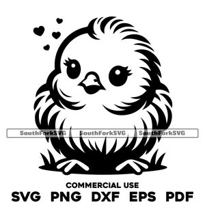 Lindo pollito svg png dxf eps pdf / archivos de impresión cortados con láser / gráficos vectoriales clip art / descarga digital instantánea para uso comercial