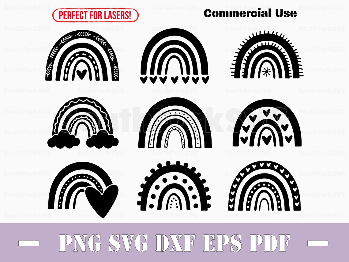Simple Boho Rainbows Bundle Svg Png Dxf Eps Pdf | Vector Graphic Design ...