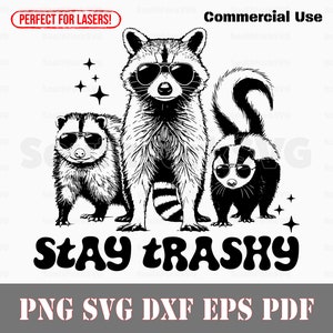 Guaxinim, gambá, gambá, fique lixo svg png dxf eps pdf design gráfico vetorial corte impressão sublimação de tinta gravação a laser cnc arquivo digital uso comercial