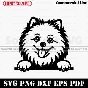 Peeking Pomeranian Dog svg png dxf eps pdf | vector graphic cut file laser clip art instant digital download commercial use