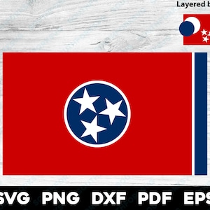 Vlag van de staat Tennessee TN | svg png dxf eps pdf | Layered by Color vector grafisch ontwerp gesneden print dye sub laser cnc graveer digitale bestanden