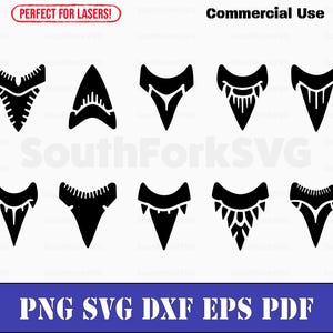 Bundle simple dent de requin svg png dxf eps pdf | graphique vectoriel découpé fichier laser graver des fichiers clip art | Téléchargement instantané, utilisation commerciale