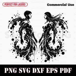 Schwarze Tinte Zwilling Sternzeichen Symbol svg png dxf pdf eps | Vektorgrafik Design Cut Print Dye sub Laser File Kommerzielle Nutzung