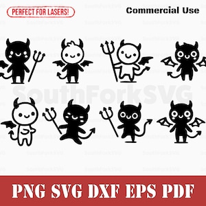 Proste, słodkie rysunki diabła, pakiet svg png, dxf, eps, pdf | grafika wektorowa, cięcie, druk, barwnik, grawerowanie laserowe, klipart, wykorzystanie komercyjne