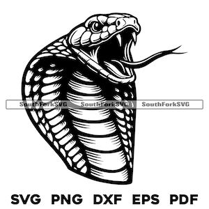 Sissende cobra-slangenkop ontwerp 3 | svg png dxf eps pdf | vectorafbeelding snijbestand laserclipart | direct digitaal downloaden voor commercieel gebruik