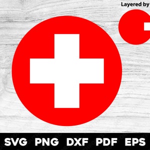 Round Medical Cross Symbol | svg png dxf eps pdf | vector graphic cut file laser clip art | instant digital download commercial use