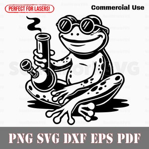 Frosch raucht Bong svg png dxf pdf eps | Vektorgrafik Design Cut Print Dye sub Laser graviert digitale Dateien kommerzielle Nutzung