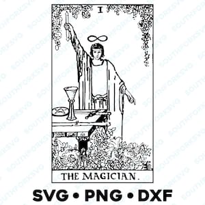 La carta del Tarot del Mago Arcanos Mayores Rider Waite Deck SVG PNG DXF Fondos transparentes / Divinatorio Vector Gráfico Clip Art Diseño de Imagen