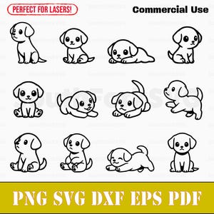 Labrador Retriever Chibi Bundle svg png dxf eps pdf | vector graphic cut file laser clip art instant download commercial use