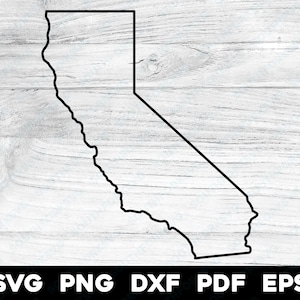Contour de forme de l'État de Californie | svg png dxf eps pdf | Fichiers numériques cnc laser pour impression graphique vectorielle découpée
