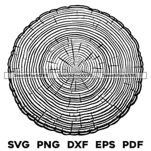 Ronde boomgroeiringen dwarsdoorsnede ontwerp | svg png dxf eps pdf | vectorafbeelding gesneden print dye sub laser graveerbestanden commercieel gebruik