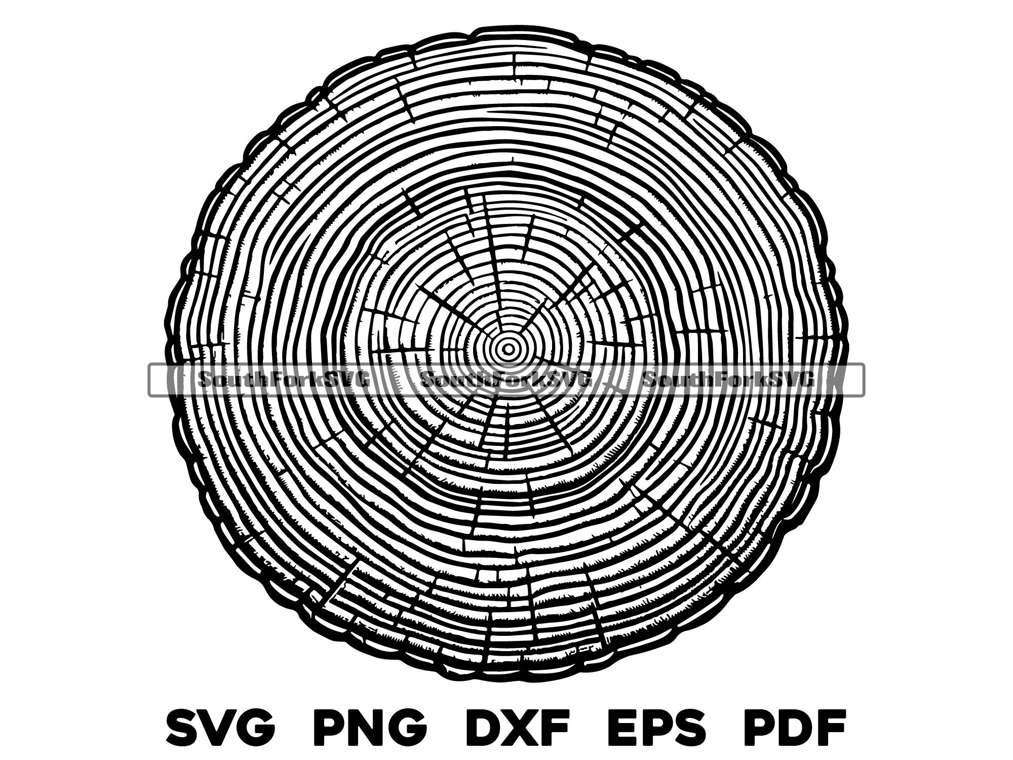 Round Tree Growth Rings Cross Section Design | Svg Png Dxf