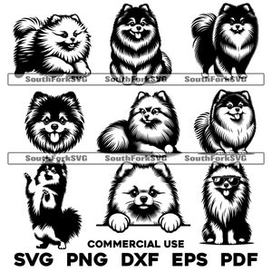 Pomeranian Bundle Pack svg png dxf eps pdf | vector graphic cut file laser clip art | instant digital download commercial use