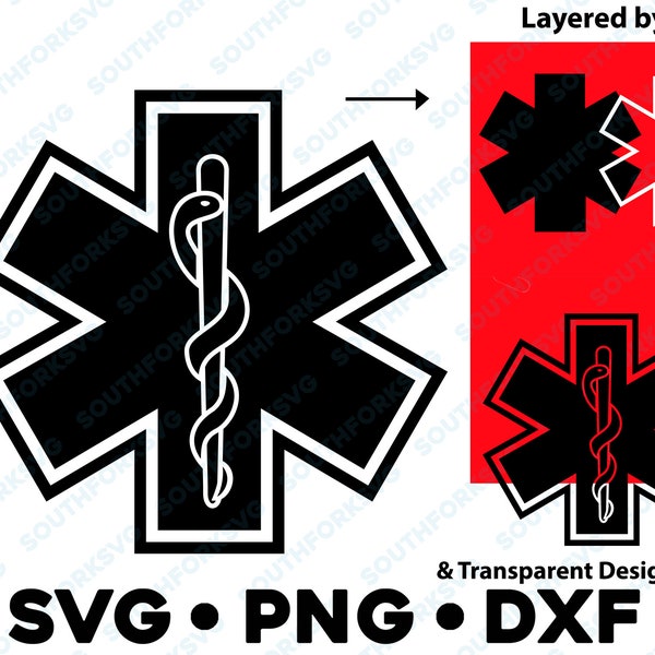 Ambulance Symbol Star of Life emt SVG PNG DXF clipart transparent vector graphic design cut file silhouette nurse doctor first responder