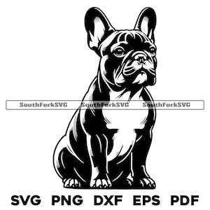 フレンチブルドッグの座りデザイン | svg png dxf eps pdf | ベクターグラフィックカットファイルレーザークリップアート | インスタントデジタルダウンロード商用利用