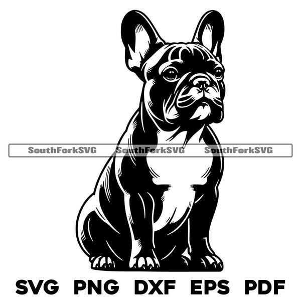 French Bulldog Sitting Design | svg png dxf eps pdf | vector graphic cut file laser clip art | instant digital download commercial use