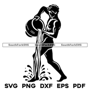 Design signe du zodiaque Verseau | svg png dxf pdf eps | Conception graphique vectorielle découpée, impression, teinture, sub, gravure au laser, fichiers numériques, utilisation commerciale