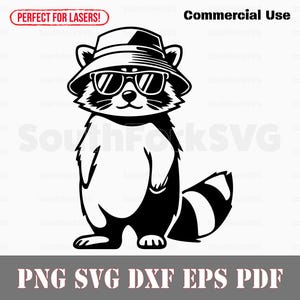 Raccoon Bucket Hat Sunglasses | svg png dxf eps pdf | vector graphics design cut print dye sub laser engrave digital files commercial use