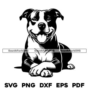Pitbull hond leggen gekruiste poten ontwerp svg png dxf eps pdf | vectorafbeelding gesneden bestand laser clip art instant digitale download commercieel gebruik