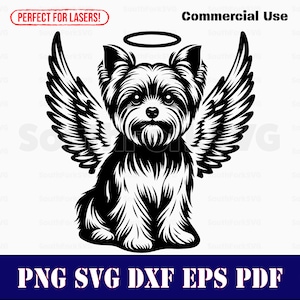 Yorkshire Terrier Angel Wings & Halo svg png dxf eps pdf | vectorafbeelding snijbestand laserclipart | direct digitaal downloaden voor commercieel gebruik