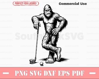 Bigfoot Golfing Golfer svg png dxf pdf eps | vector graphic design cut print dye sub laser engrave digital files commerial use