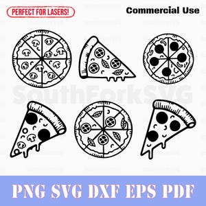 Pizza simple SVG Bundle svg png dxf eps pdf | Illustration vectorielle découpée, impression, teinture, gravure laser, clip art, utilisation commerciale