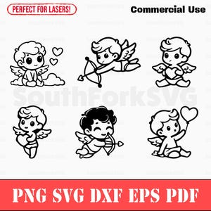 Simple Chibi Cupidon Bundle svg png dxf eps pdf | Illustration vectorielle découpée, impression, teinture, gravure laser, clip art, utilisation commerciale