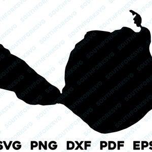 Glen Lake Michigan Mapa Forma Contorno Silueta svg png dxf pdf eps vector diseño gráfico grabado Corte archivo láser imagen barco casa