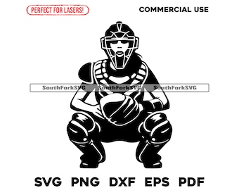 Softball Catcher Player svg png dxf eps pdf | transparent graphic design cut print dye sub laser cnc files commerical use