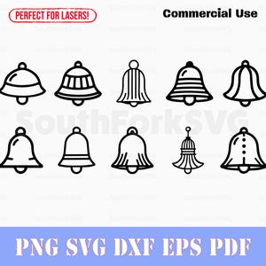 Simple cloches SVG Bundle svg png dxf eps pdf | Illustration vectorielle découpée, impression, teinture, gravure laser, clip art, utilisation commerciale