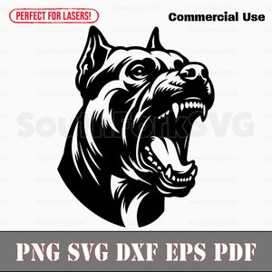 Pitbull blaffende aanval svg png dxf eps pdf | vectorafbeelding snijbestand laserclipart | direct digitaal downloaden voor commercieel gebruik