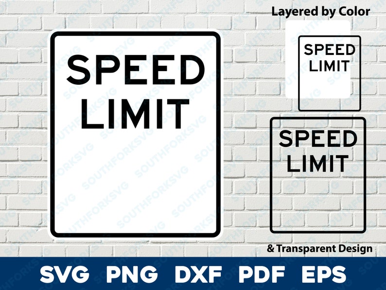 May include: A layered design for a speed limit sign. The sign is white with black text that reads "SPEED LIMIT". The design is layered by color, with the text in black and the background in white.