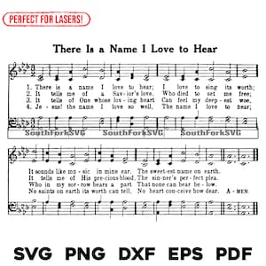Partition de cantiques Il y a un nom que j'aime entendre svg png dxf eps pdf fichiers de gravure laser conception graphique téléchargement numérique utilisation commerciale