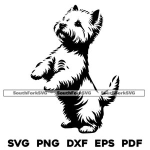 West Highland White Terrier Dog svg png dxf eps pdf | arquivo de corte de gráfico vetorial a laser clip art | download digital instantâneo uso comercial