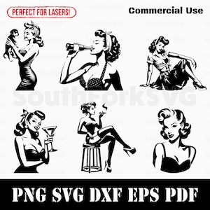 Vintage-Stil Pin-up Girls SVG Bundle svg png dxf eps pdf | kommerzielle Nutzung