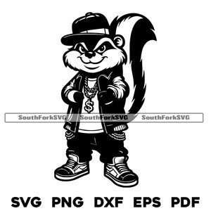 Gangster Skunk Cartoon svg png dxf eps pdf | laser cut print engrave dye sub vector graphic design | digital download commercial use