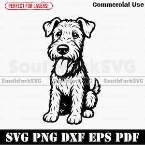 Airedale Terrier with Big Head svg png dxf eps pdf | vector cut print file laser clip art design instant digital download commercial use
