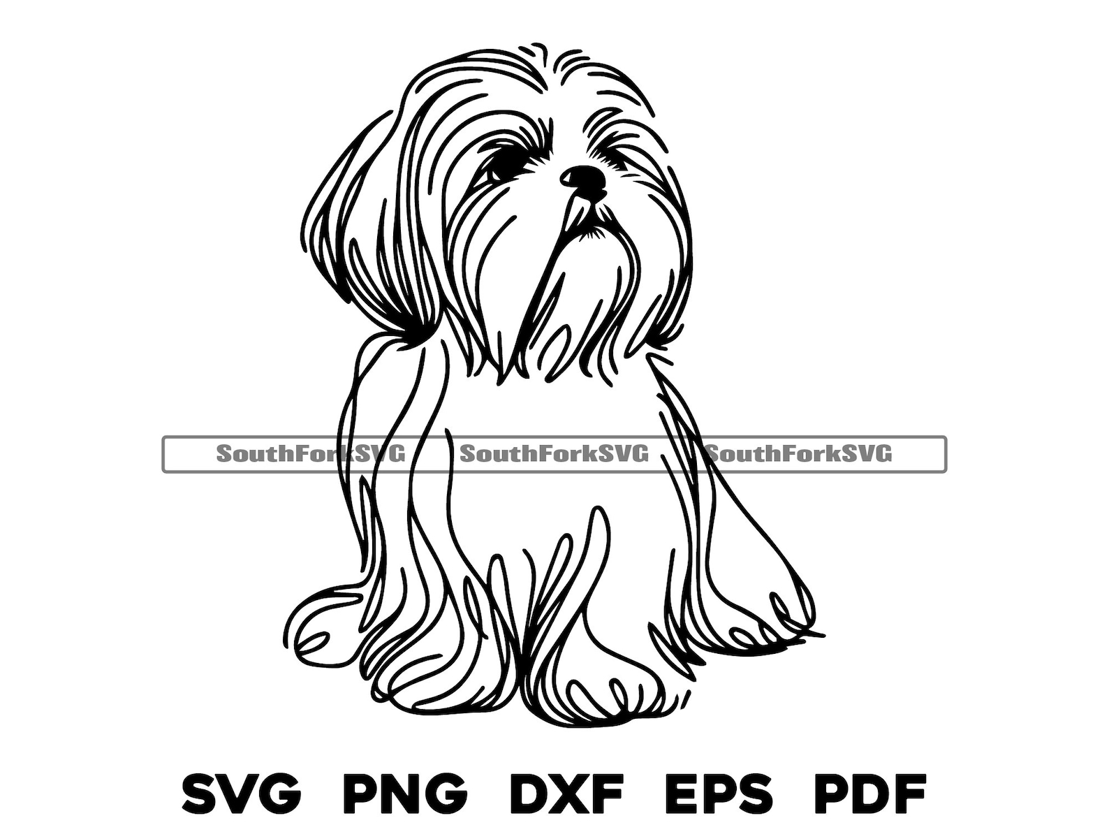 Shih Tzu Line Art Design | Svg Png Dxf Eps Pdf Vector Graphic Cut File ...