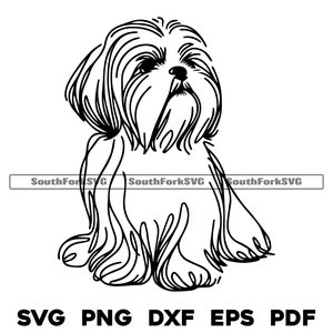 Shih Tzu Line Art Design | svg png dxf eps pdf grafika wektorowa plik cięty laserowo clipart | natychmiastowe pobieranie cyfrowe do użytku komercyjnego