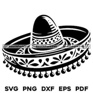 Mexican Sombrero Design | svg png dxf eps pdf | vector graphic design cut print laser engrave files | digital download commercial use