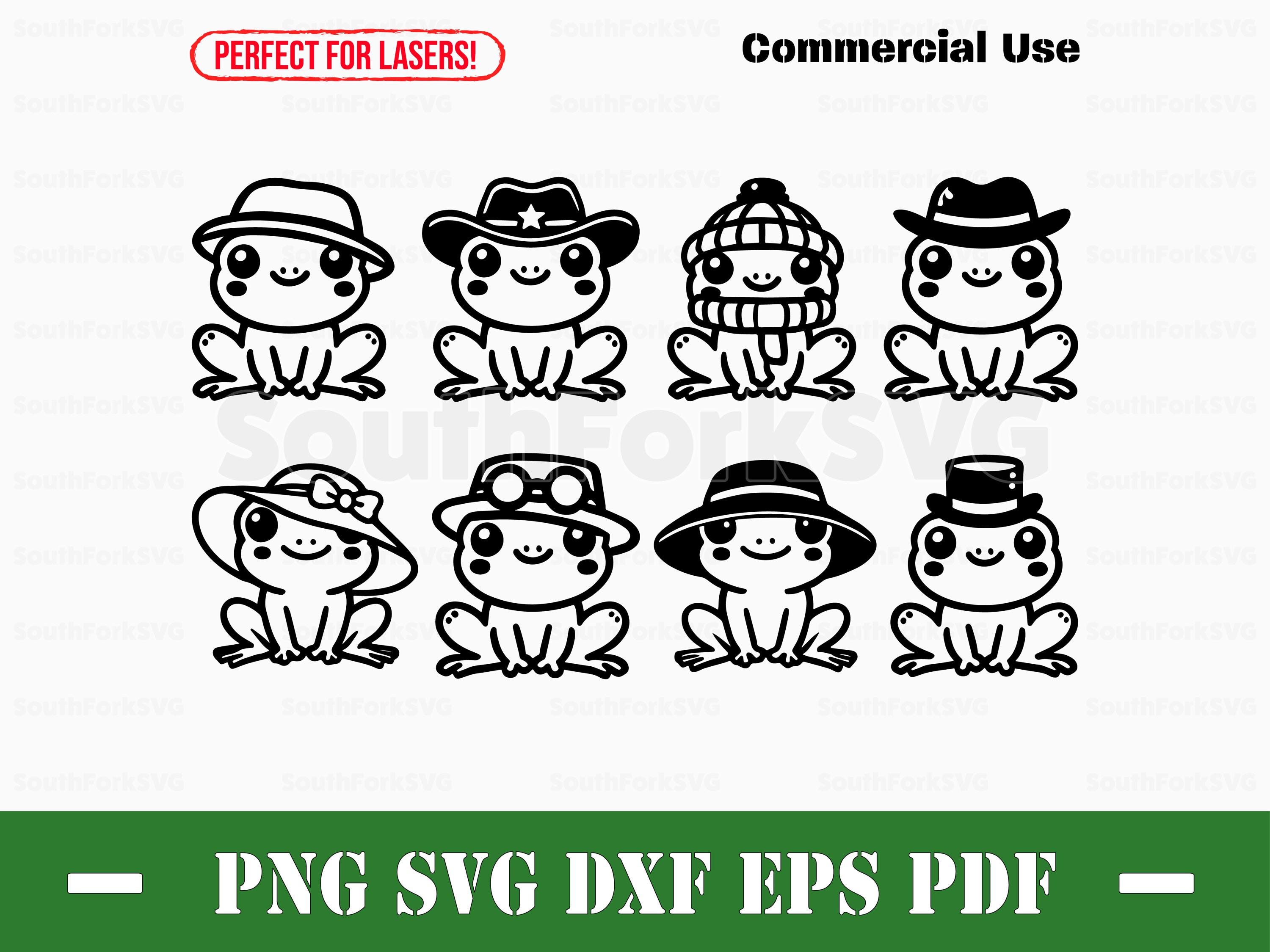Frog Cap Graphics Cute Cartoon Frogs in Hats Bundle Svg Png Dxf Pdf Eps Vector Graphic ...