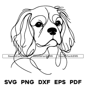 King Charles Spaniel Line Art Design | svg png dxf eps pdf grafika wektorowa plik cięty laserowo clipart | natychmiastowe pobieranie cyfrowe do użytku komercyjnego