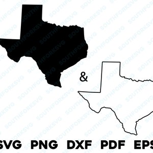 Silhueta simples do estado do Texas e formas de contorno svg png dxf pdf eps design gráfico vetorial corte gravura arquivo de imagem mapa América