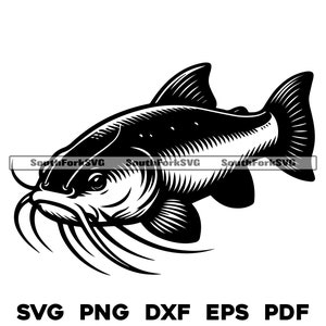 Catfish Design 1 | svg png dxf eps pdf | transparent vector graphic design cut print dye sub laser engrave files commercial use