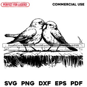 Fichiers de gravure laser Couple de merlebleu de l'Est svg png dxf eps pdf | Fichiers vectoriels découpés, impression laser, cnc sub laser, utilisation commerciale